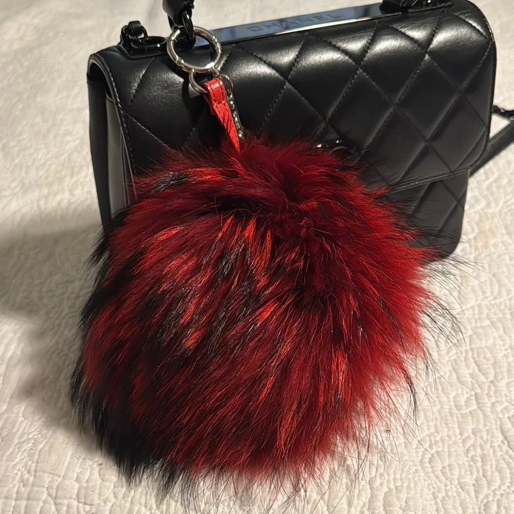 Fendi Red and Black Fur Key Charm - Picture 6 of 6
